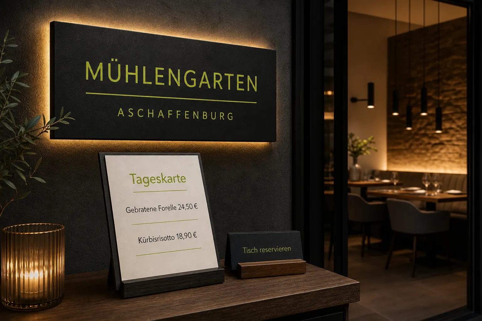 Markenwelt von gastrovisuell mit Speisekarte und Smartphone