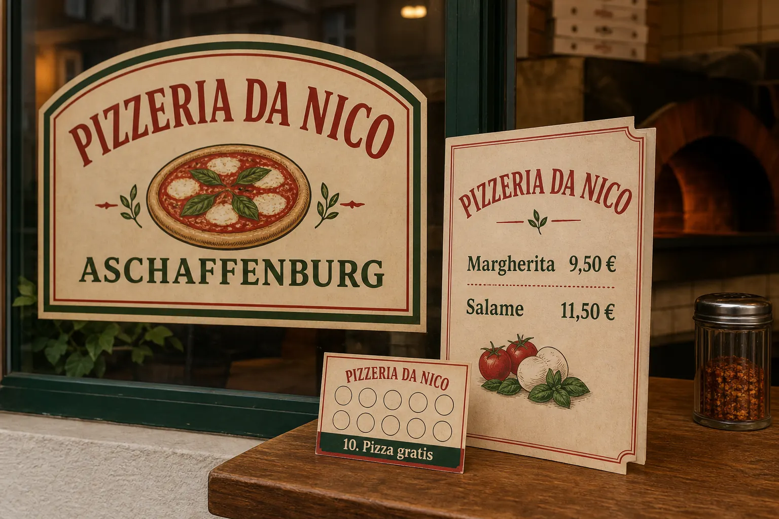 Mockup für eine bodenständige Pizzeria