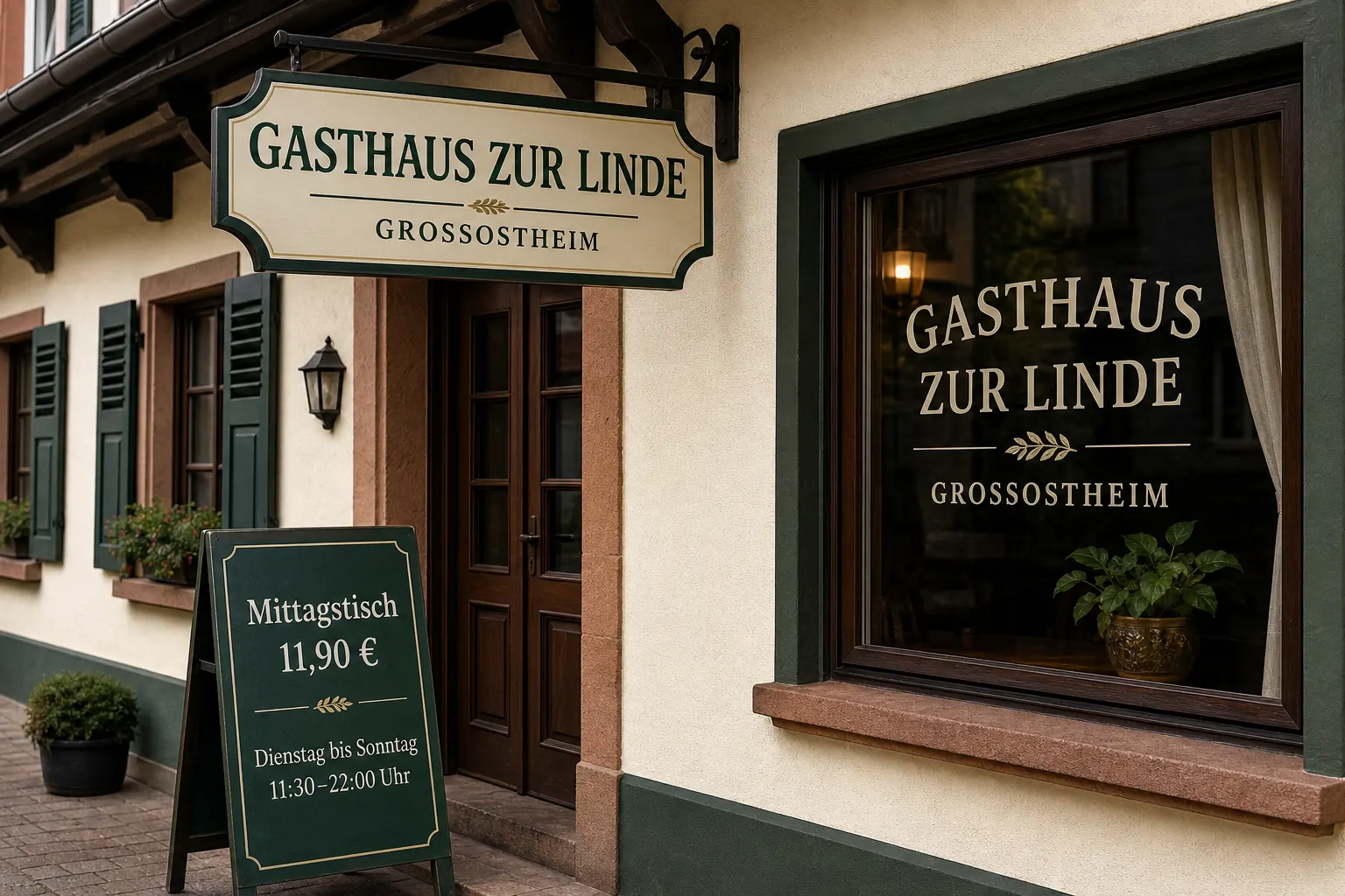 Lokale Restaurantbeschilderung und gedruckte Karten